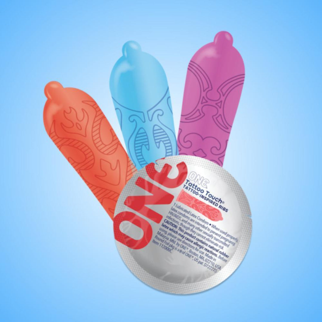 ONE Tattoo Touch Ribbed Condoms – Love.com