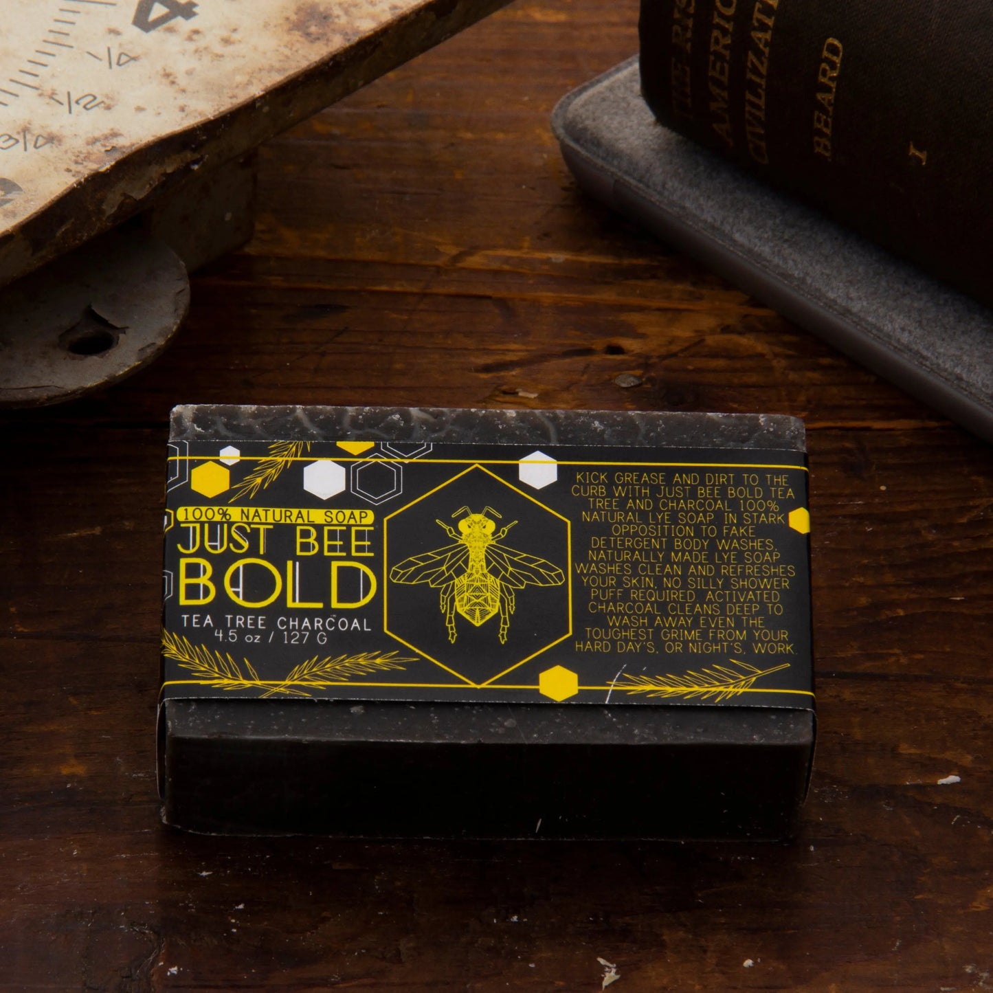 Just Bee Bold Tea Tree Charcoal - 100% Natural Organic Bar Soap