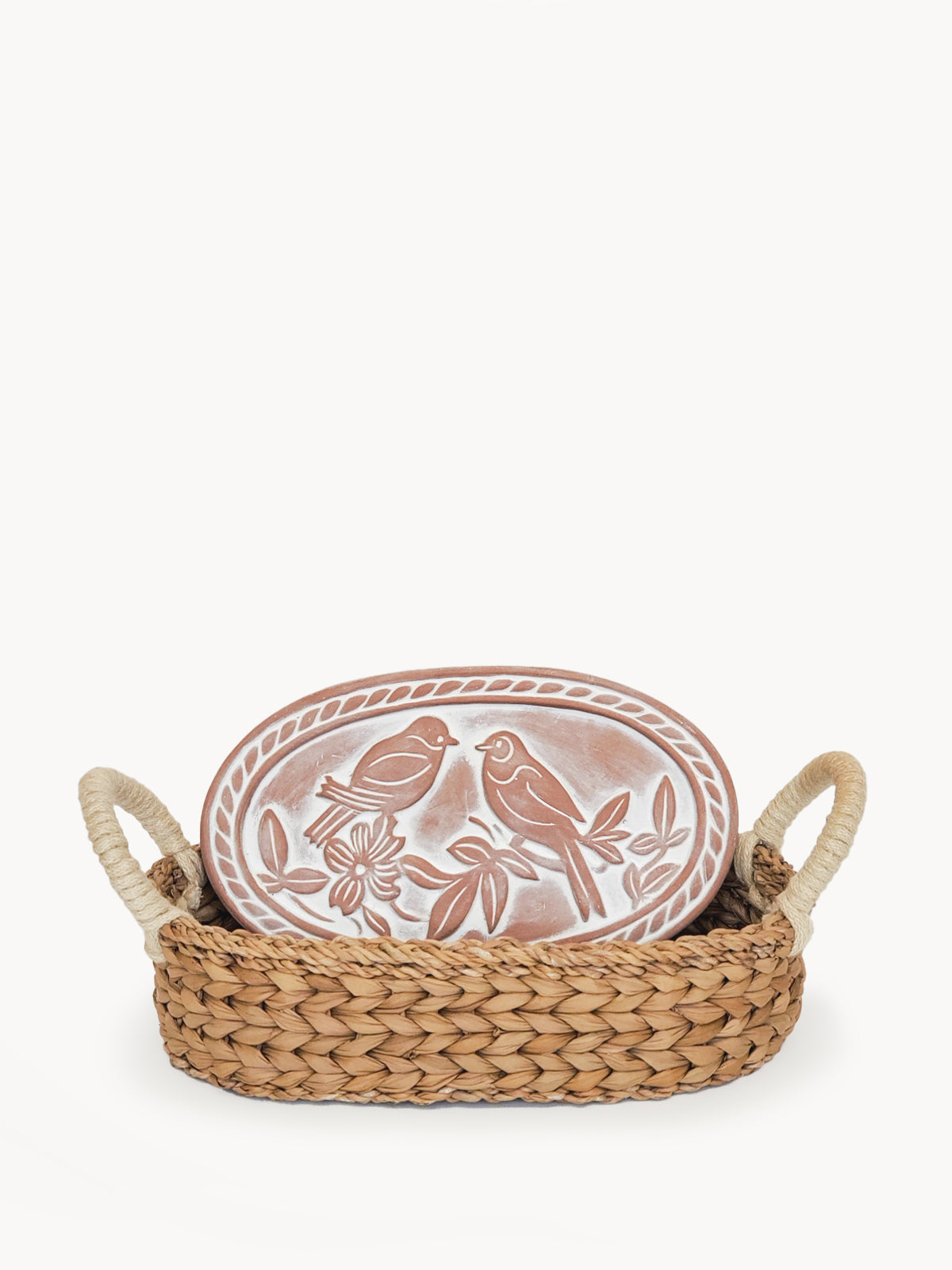 Bread Warmer & Basket - Lovebirds Oval