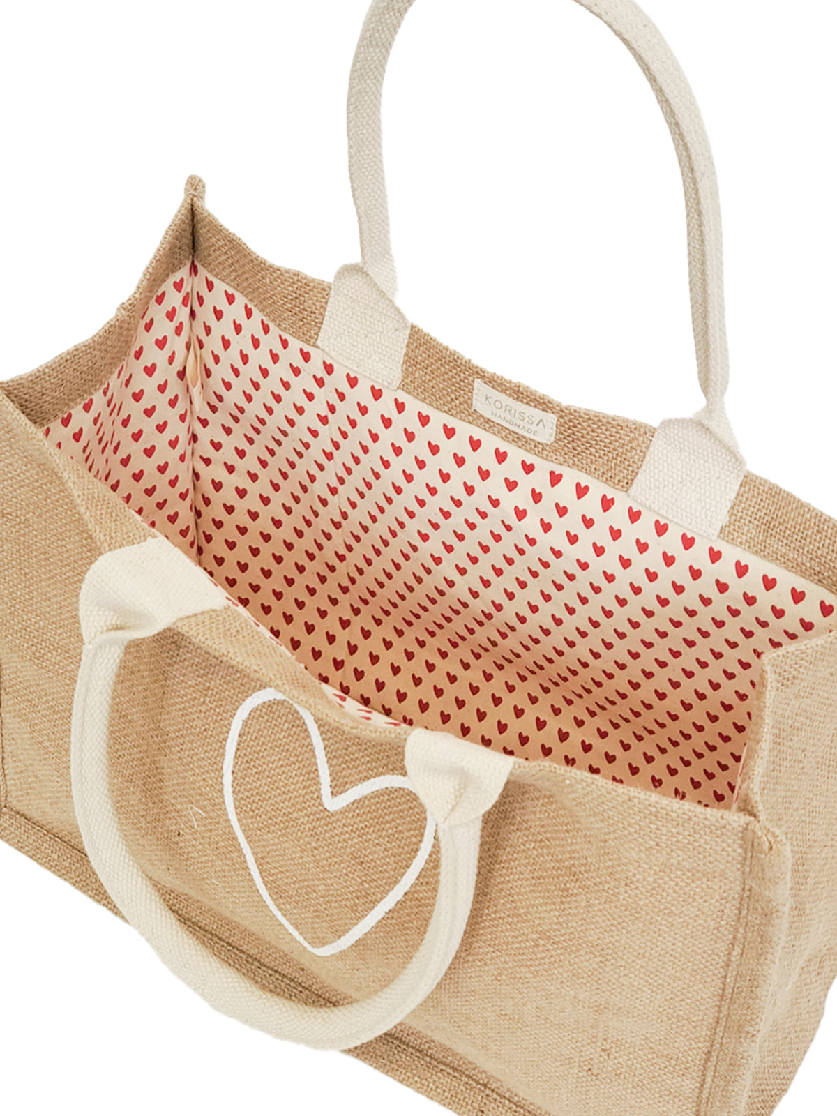 Jute Canvas Shopping Bag - Love