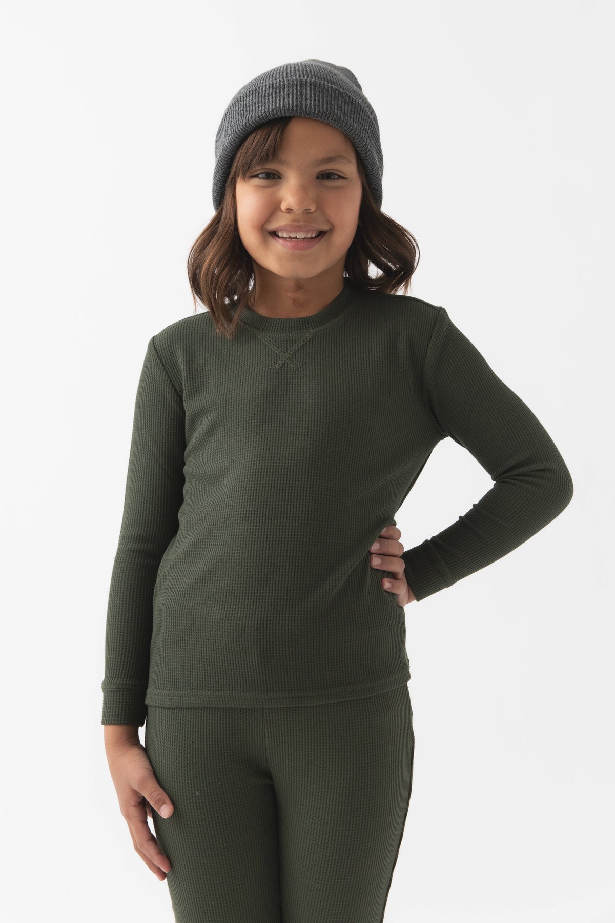 Children's Bamboo Waffle Knit Base Layer Long Sleeve