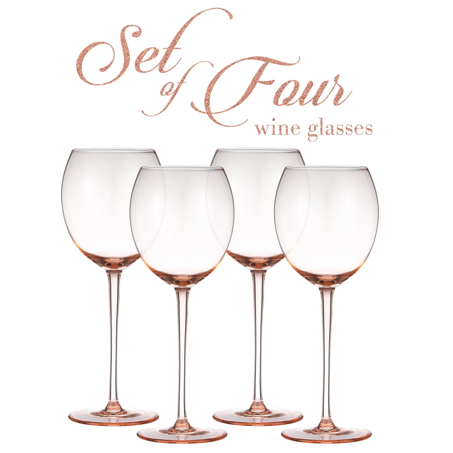 Berkware Colored Glasses - Luxurious and Elegant Sparkling Rose Colored Glassware - Set of 4