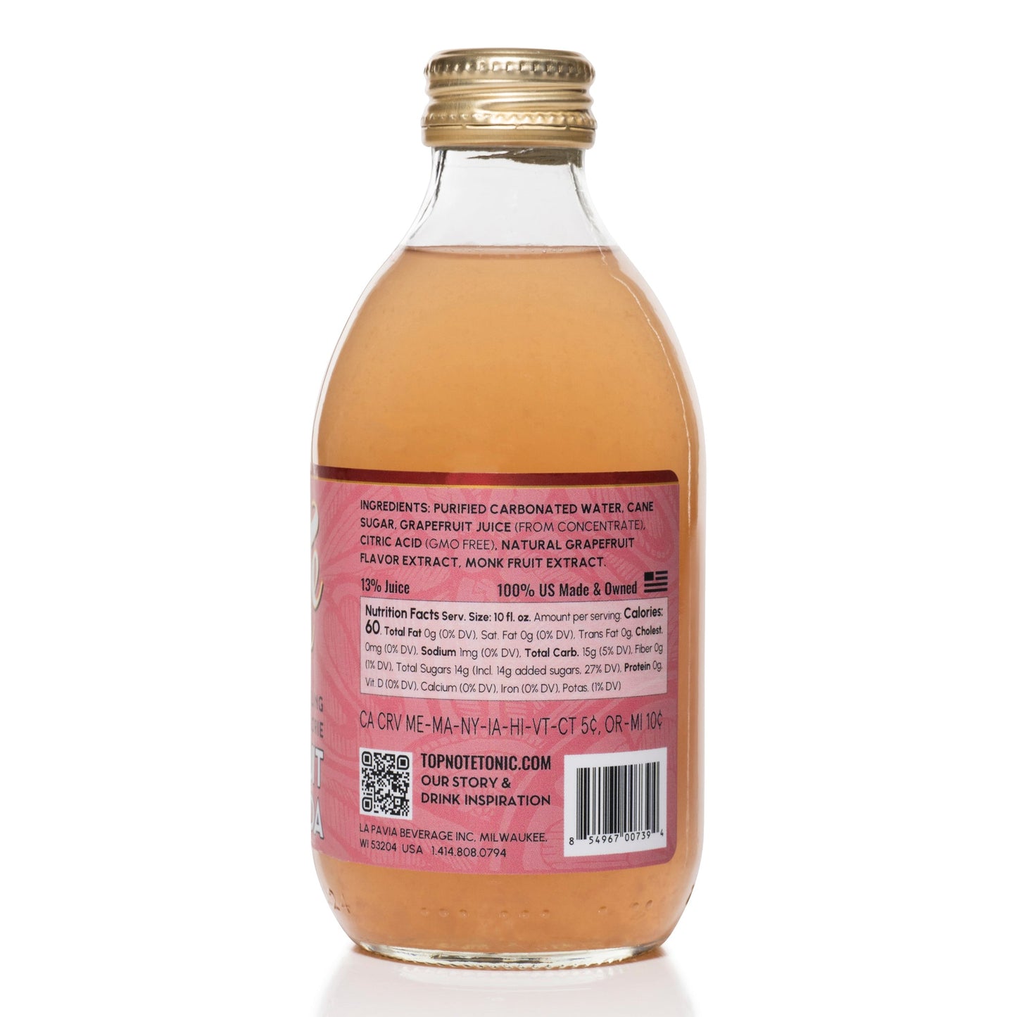 Sparkling Grapefruit Soda by Top Note Tonic Store