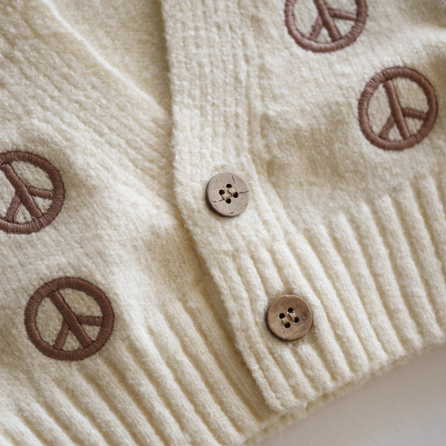 Peace Sign Knit Cropped Cardigan