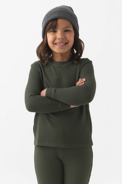 Children's Bamboo Waffle Knit Base Layer Long Sleeve