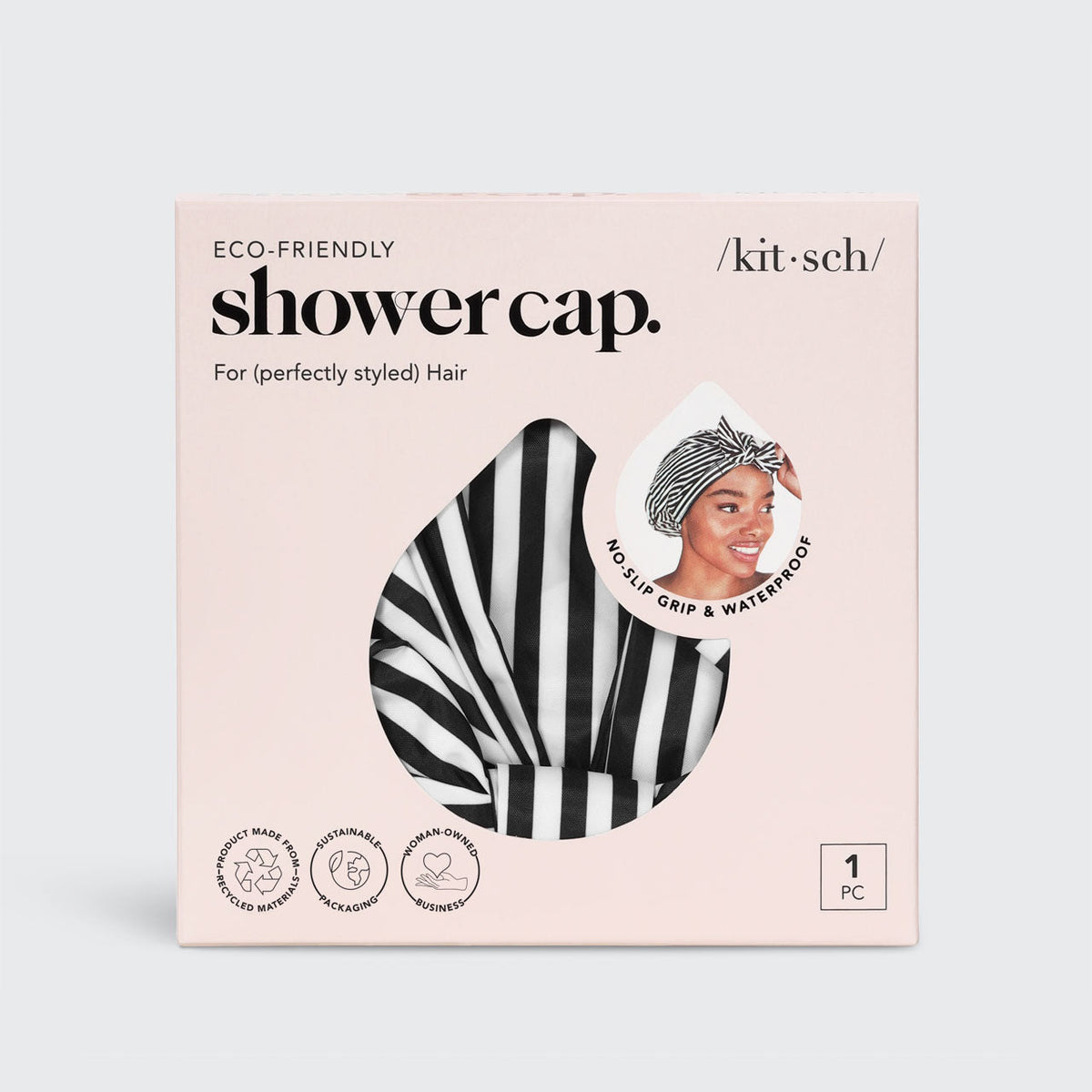 Recycled Polyester Luxe Shower Cap - Stripe