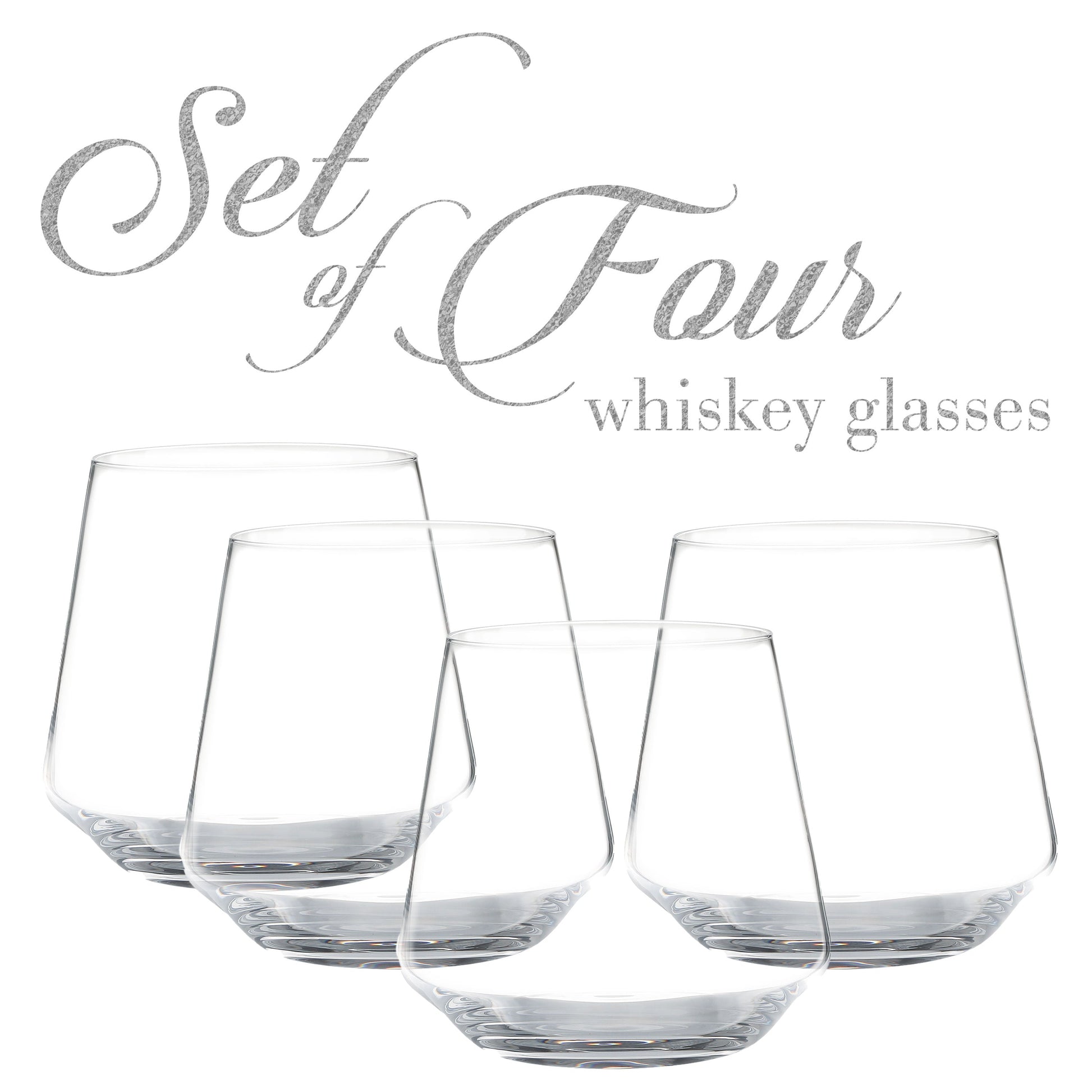 Berkware Lowball Whiskey Glasses - Classic Old Fashioned 10oz Drinking Tumblers - Set of 4