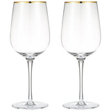 Berkware Luxurious and Elegant Long Stem Red Wine Glass with Gold tone Rim