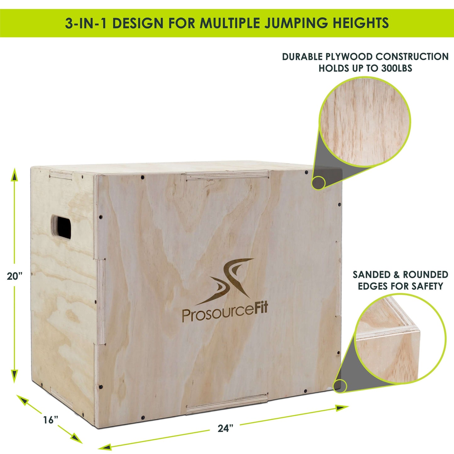 3-in-1 Wood Plyometric Jump Box for Cross Training Workouts by Jupiter Gear