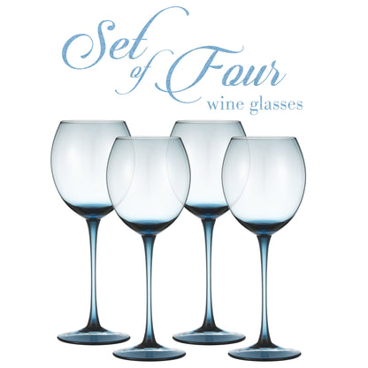 Berkware Colored Glasses - Luxurious and Elegant Sparkling Blue Colored Glassware - Set of 4