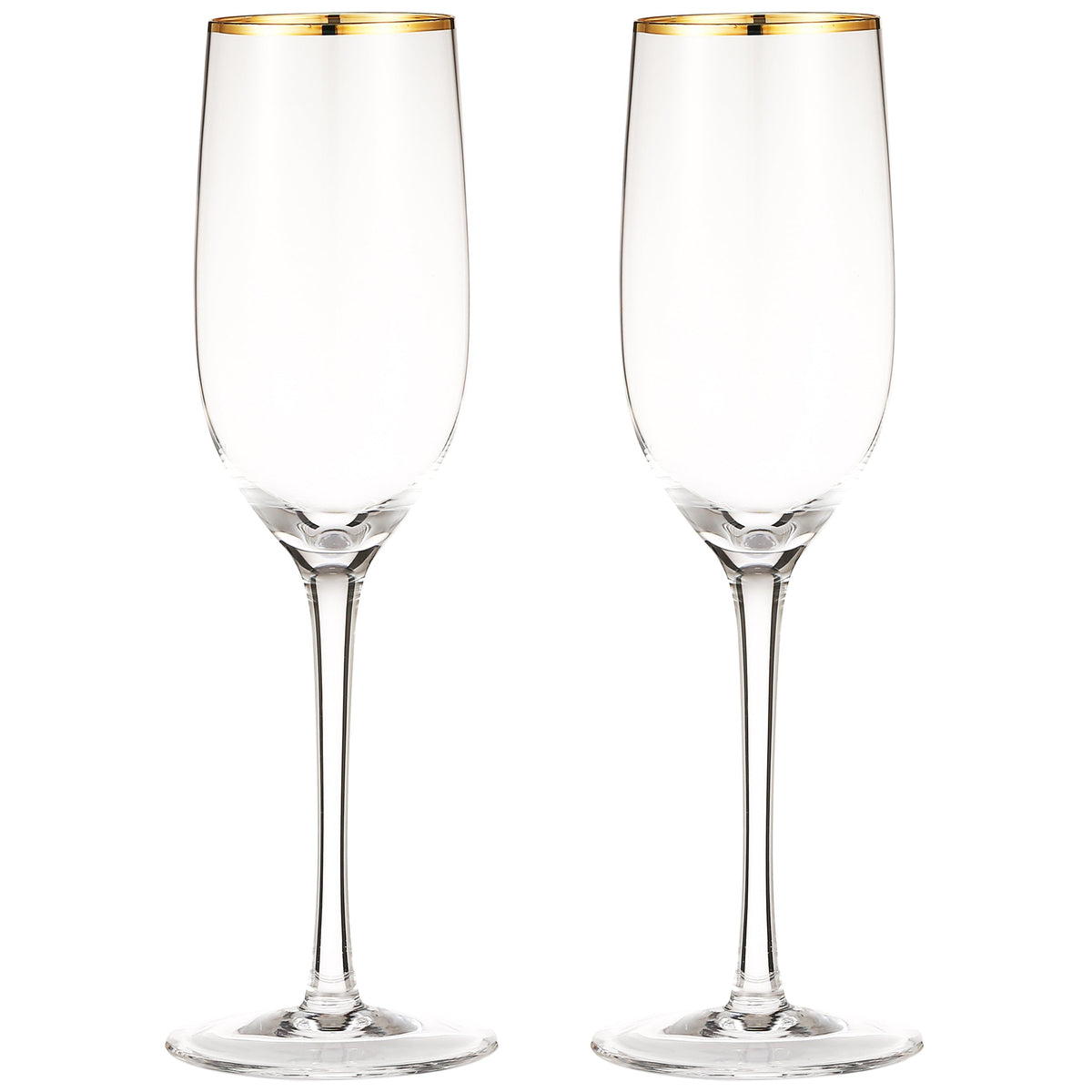 Berkware Crystal Champagne Flutes with Gold tone Rim