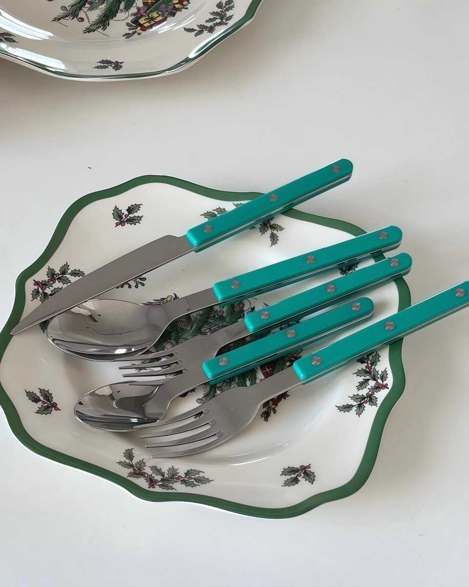 10 Pcs Modern French Rivet Cutlery Set - Bistrot Style Flatware Silverware