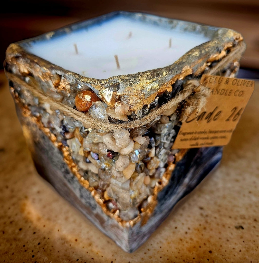 Crystal Concrete Candle - Large Square