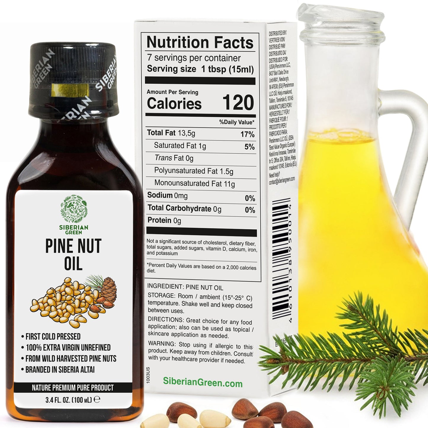 Extra Virgin Siberian Pine Nut Oil – 100% Pure & Cold Pressed
