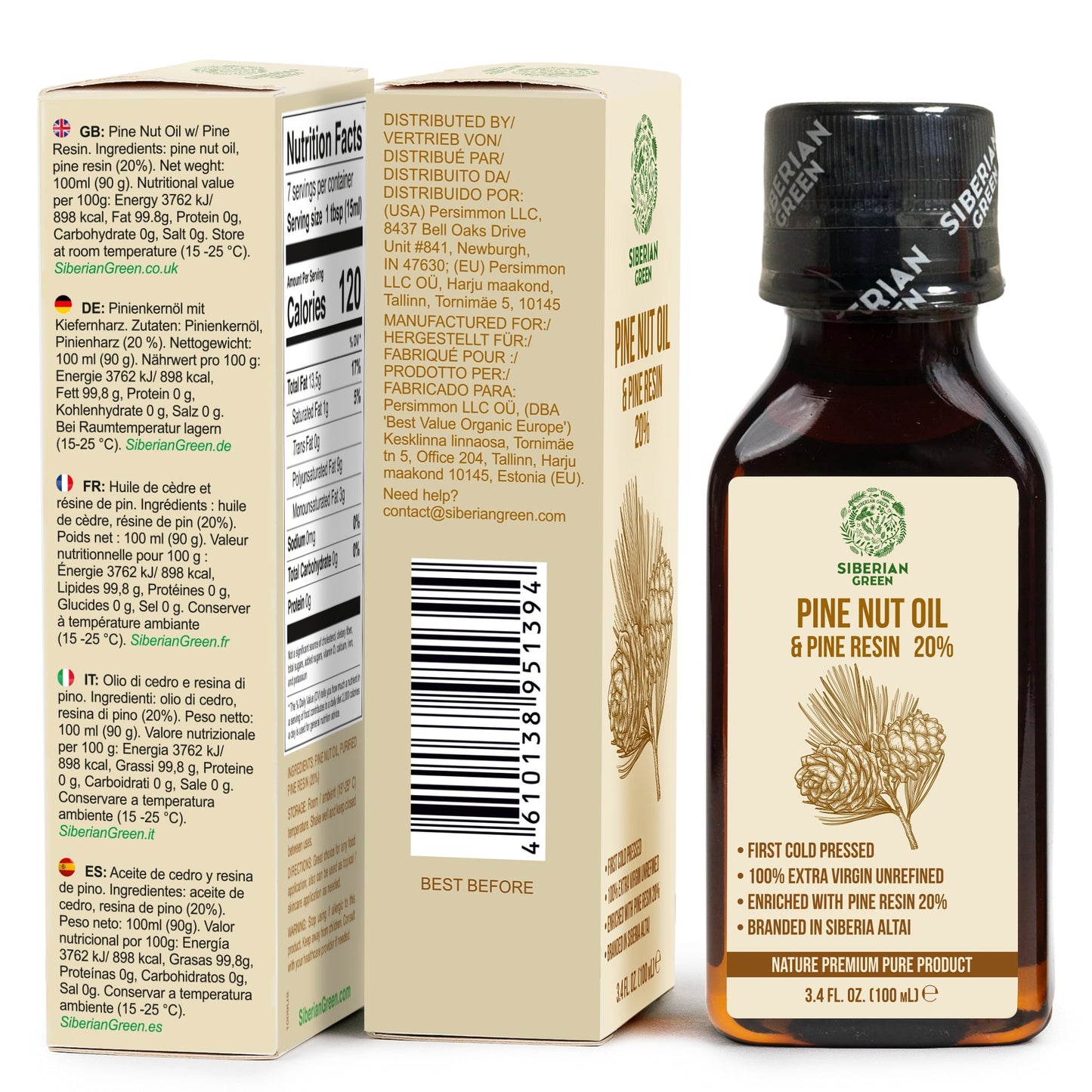 Siberian Pine Nut Oil with Cedar Resin – 100 ml for Immune Support & Digestive Health