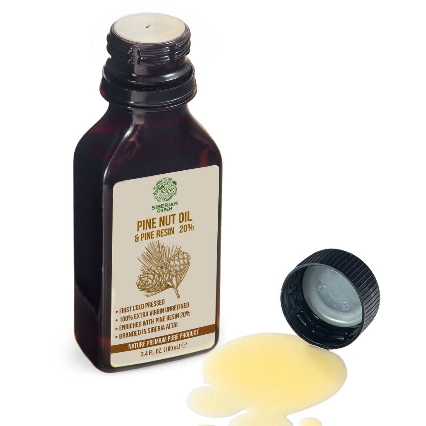 Siberian Pine Nut Oil with Cedar Resin – 100 ml for Immune Support & Digestive Health