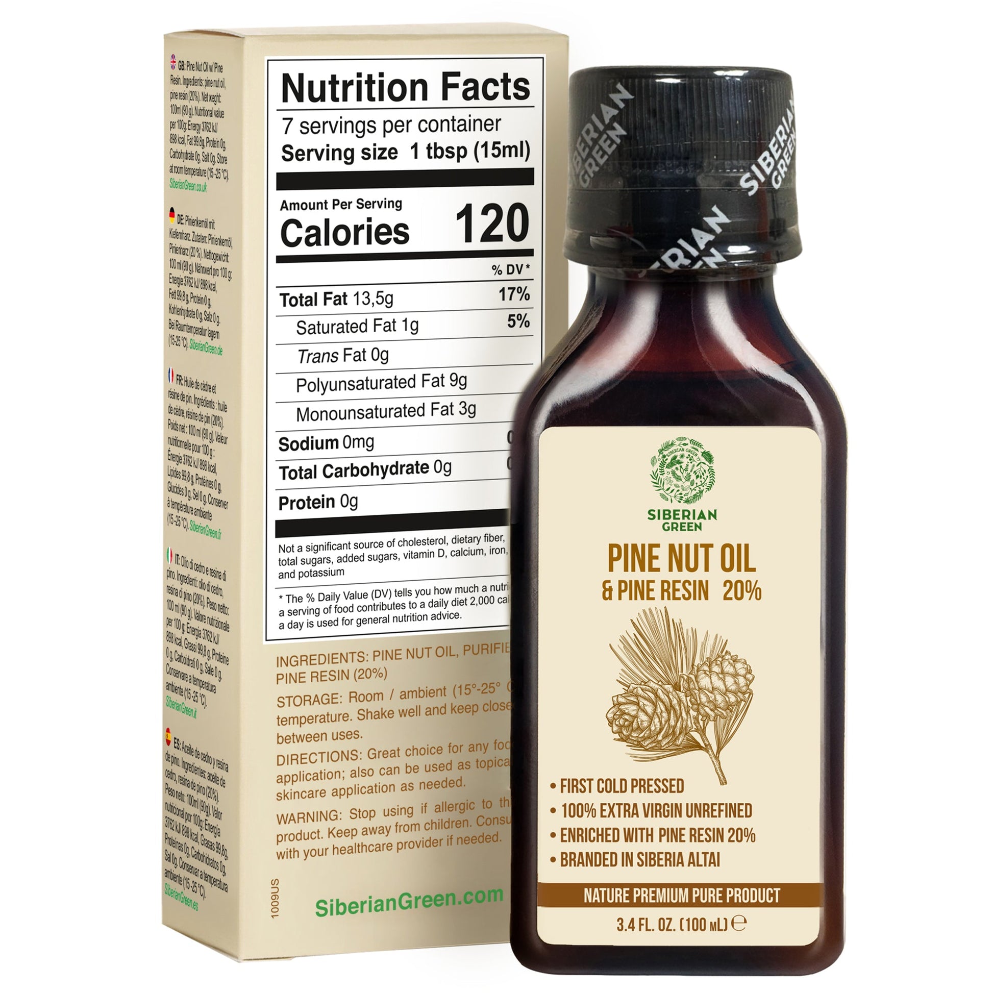 Siberian Pine Nut Oil with Cedar Resin – 100 ml for Immune Support & Digestive Health