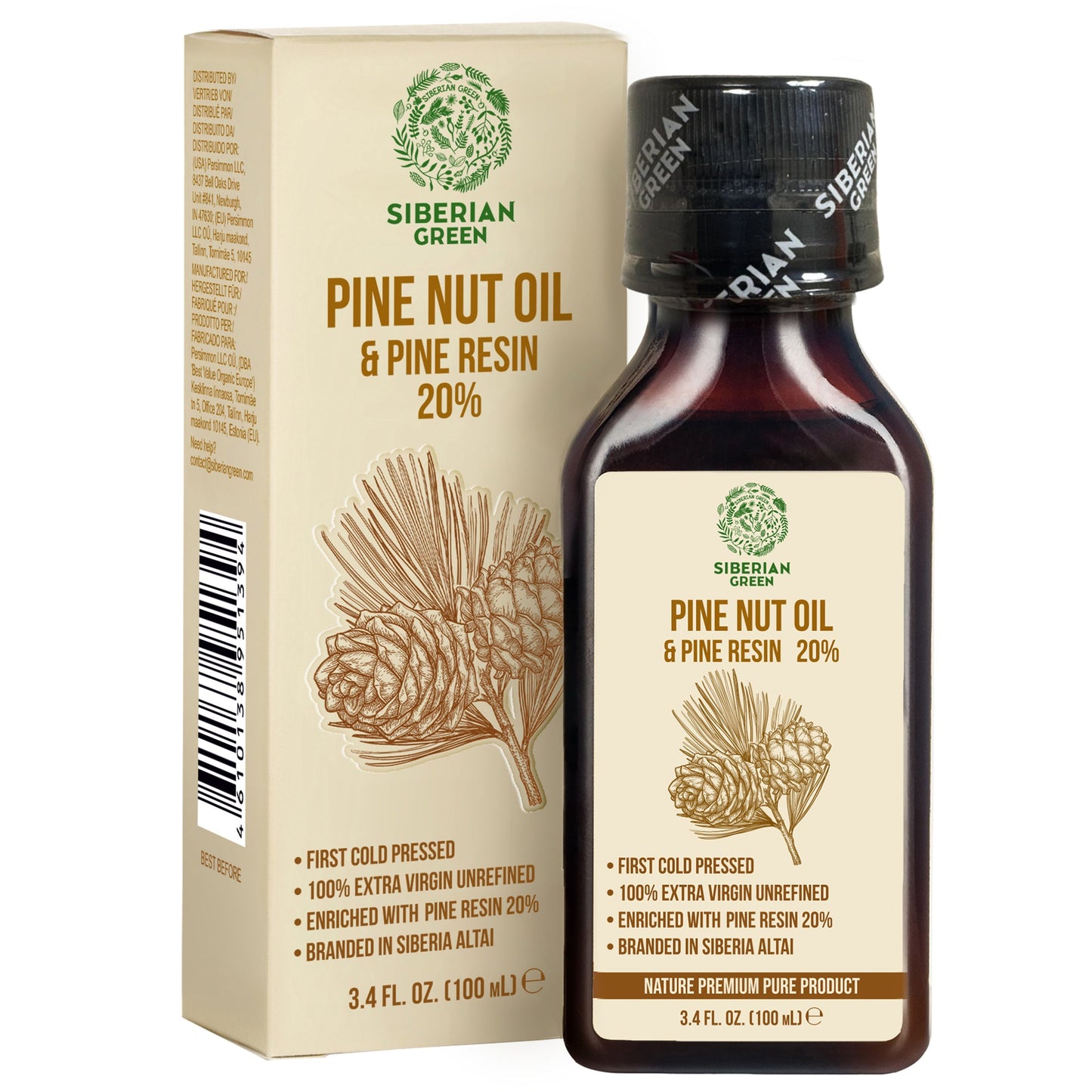 Siberian Pine Nut Oil with Cedar Resin – 100 ml for Immune Support & Digestive Health