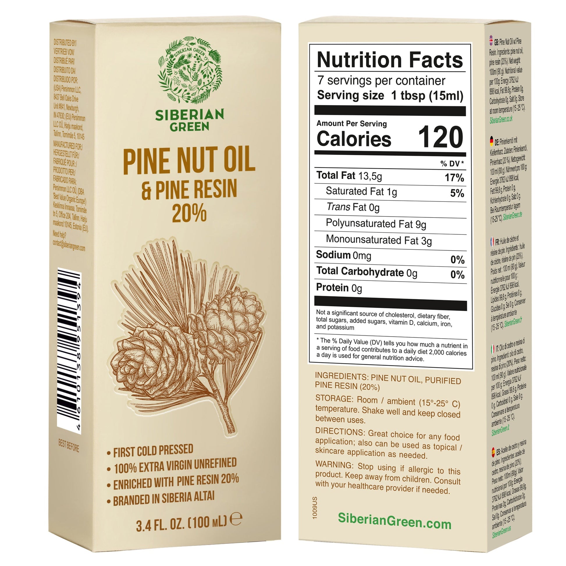 Siberian Pine Nut Oil with Cedar Resin – 100 ml for Immune Support & Digestive Health