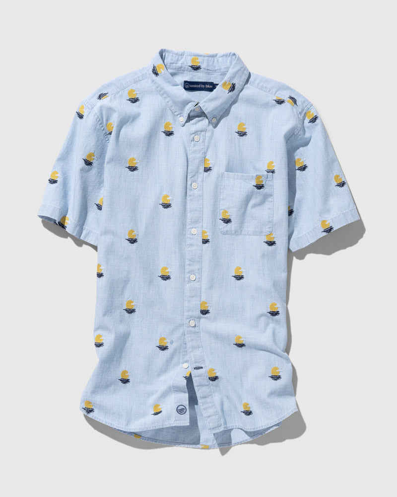 Organic Chambray Embroidered Short-Sleeve Button Down by United By Blue