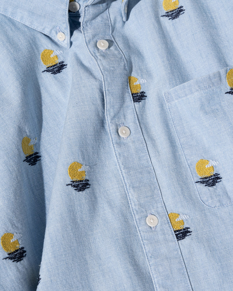 Organic Chambray Embroidered Short-Sleeve Button Down by United By Blue