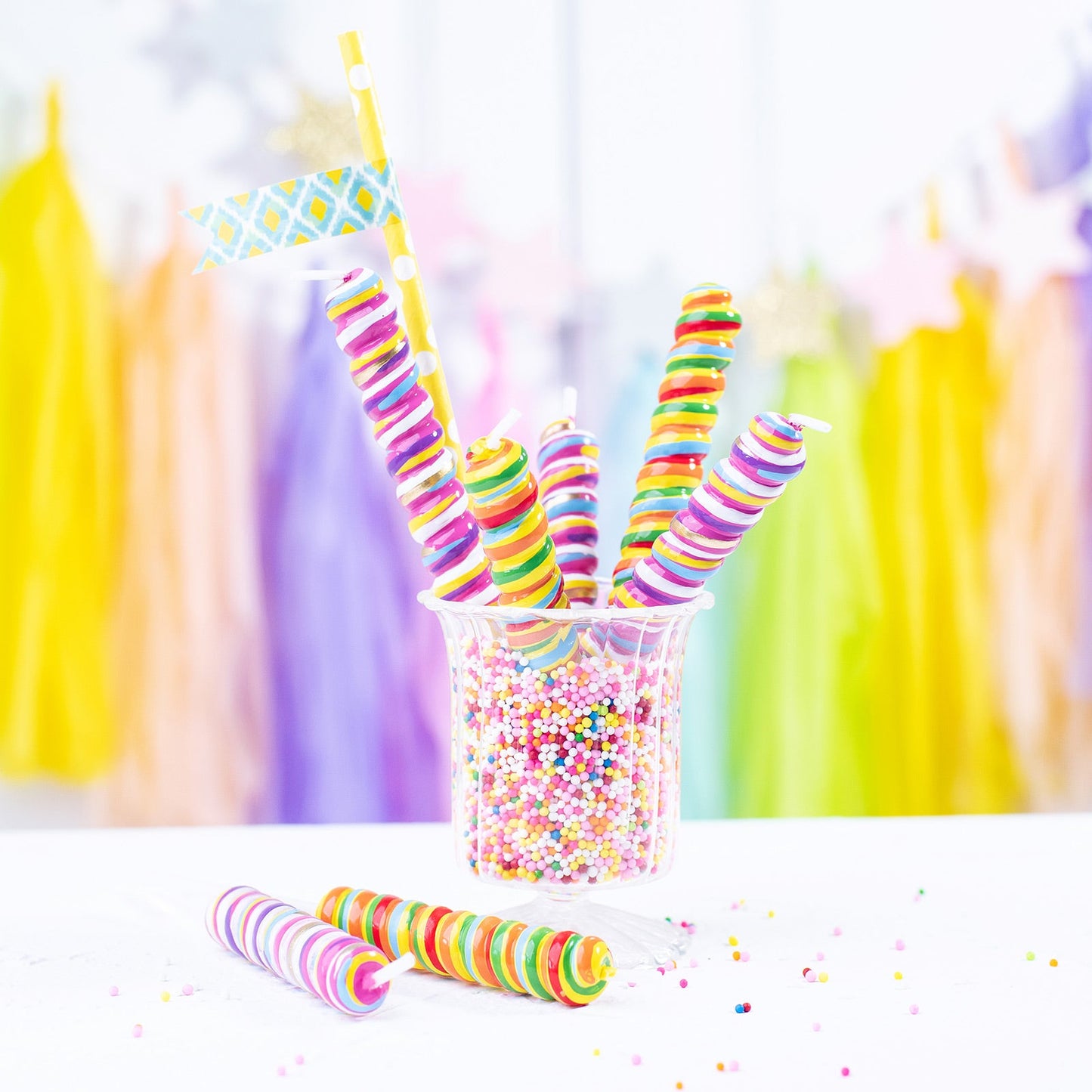 Colorful Lollipop Candy Cake Topper Candle