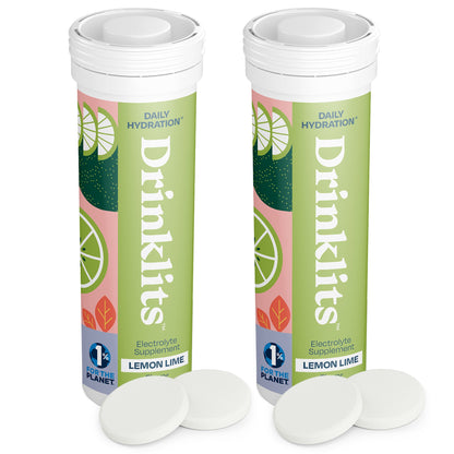 Lemon-Lime Daily Hydration Tablets (2) Tube Bundle by Drinklits