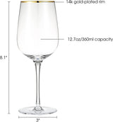 Berkware Glasses - Luxurious and Elegant Long Stem Red Wine Glass - Set of 4