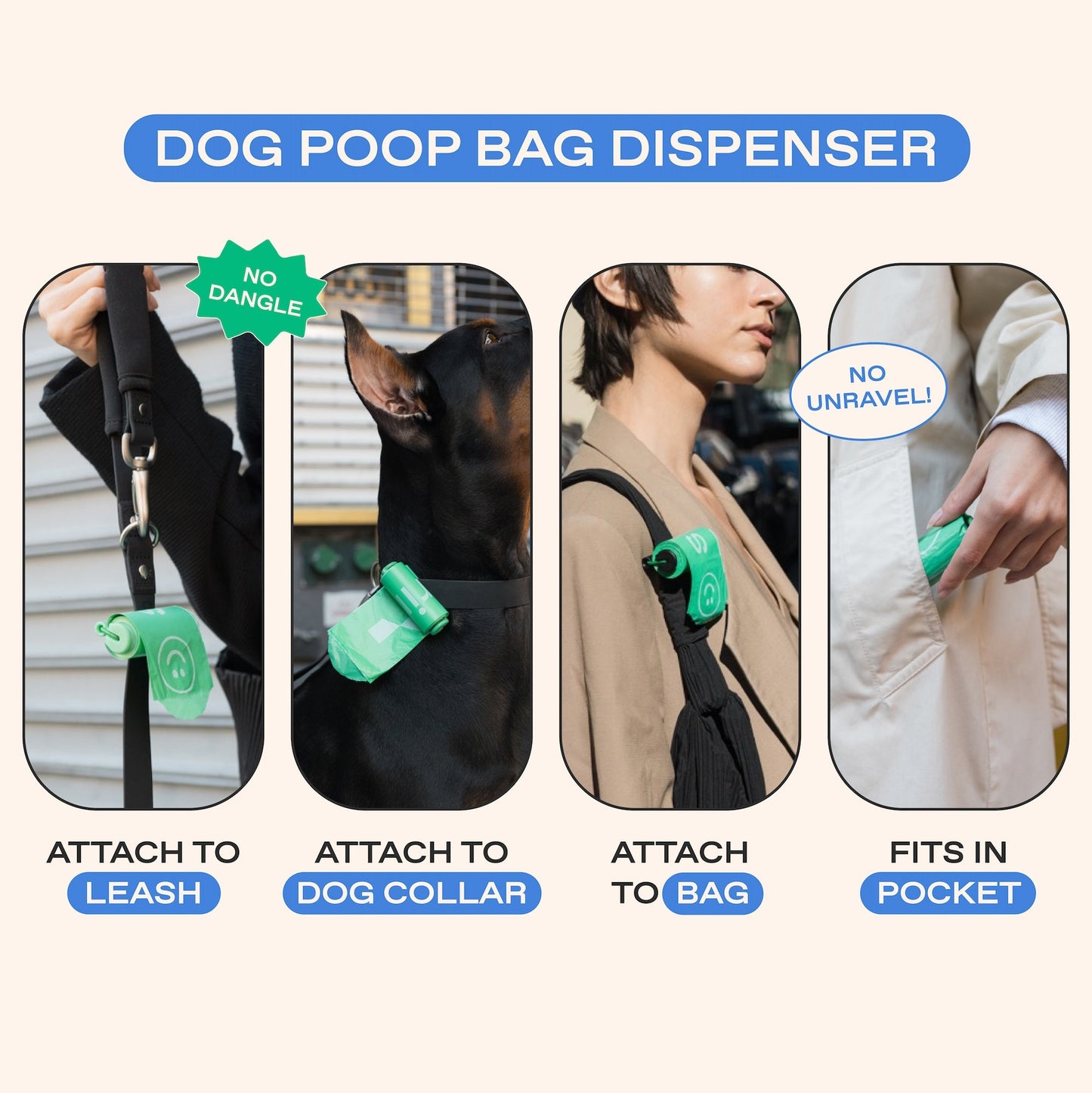 Dog Poop Bag Dispenser + 15 Premium Poop Bags