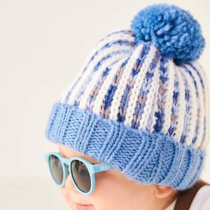 Blue Single Pom Pom Beanie