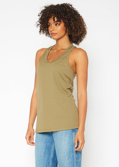 Women's Eco Friendly Reolite Tech Tank Top in Khaki by Shop at Konus