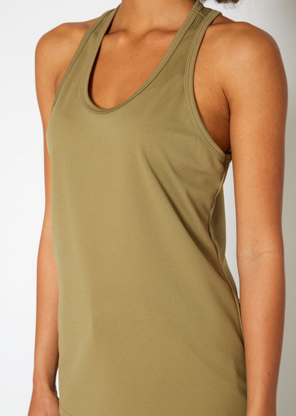 Women's Eco Friendly Reolite Tech Tank Top in Khaki by Shop at Konus