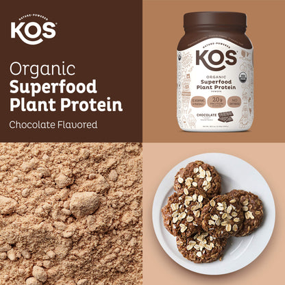 KOS Organic Plant Protein, Chocolate, 28 Servings by KOS.com