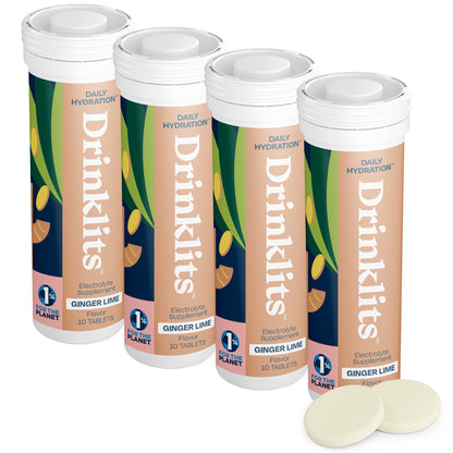 Drinklits Ginger-Lime Daily Hydration Tablets (4) Tube Bundle by Drinklits