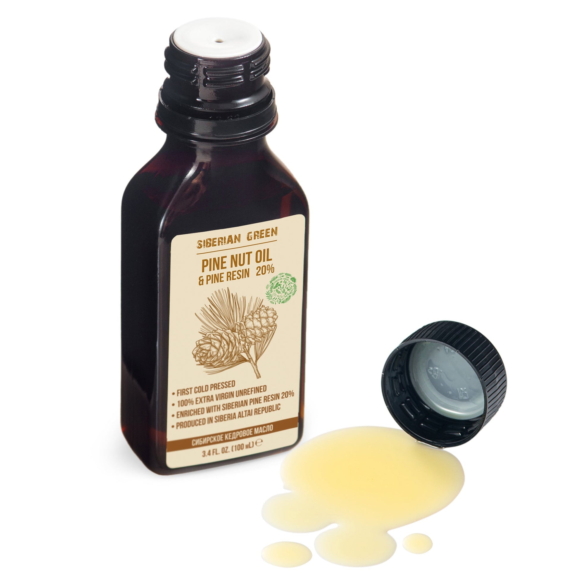 Siberian Pine Nut Oil with Cedar Resin – 100 ml for Immune Support & Digestive Health