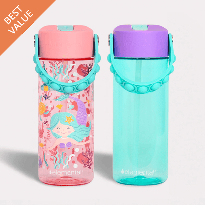 Elemental Splash 18oz Pop Bottle 2 Pack -  Mermaid and Robin's Egg