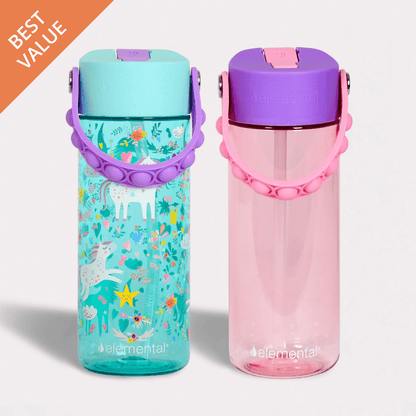 Elemental Splash 18oz Pop Bottle 2 Pack - Unicorn and Rose