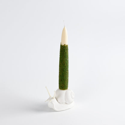 Moss Taper Scented Candle & Snail Candle Holder Set for Home Decoration Crafts Arts