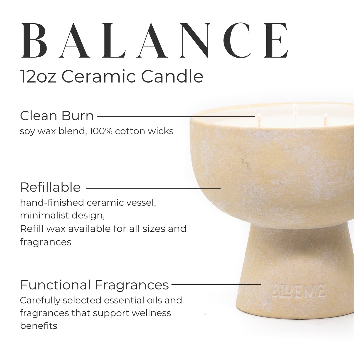 Balance - Ceramic Refillable Candle - White Lotus & Tea