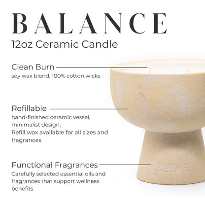 Balance - Ceramic Refillable Candle - White Lotus & Tea