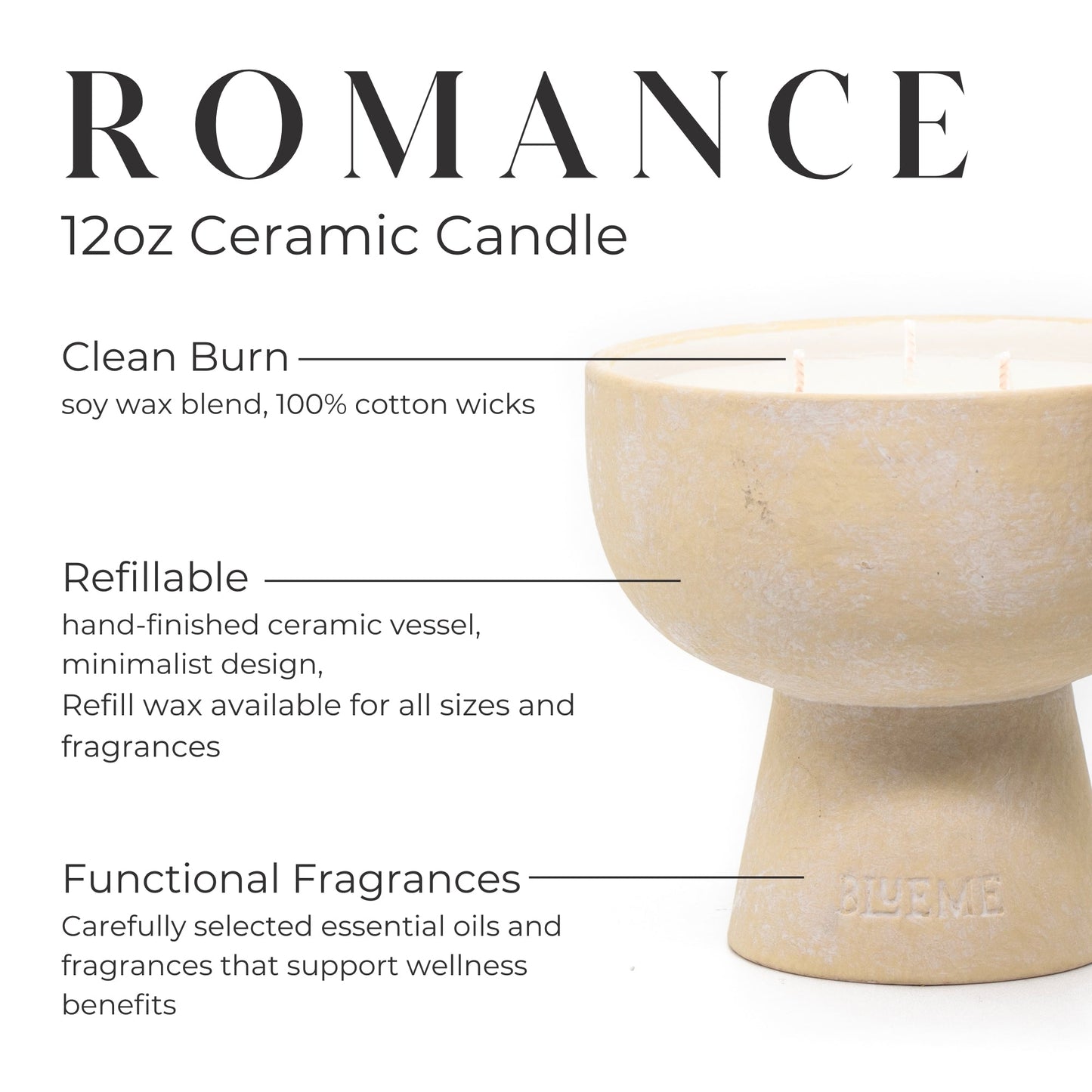 Romance - Ceramic Refillable Candle - Oakmoss & Sandalwood