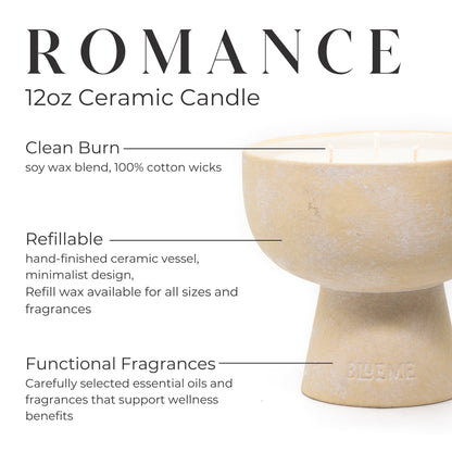 Romance - Ceramic Refillable Candle - Oakmoss & Sandalwood