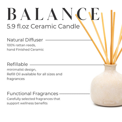 Balance - Ceramic Refillable Diffuser - White Lotus & Tea