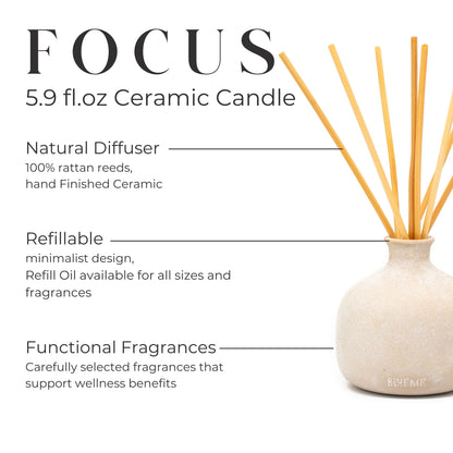 Focus - Ceramic Refillable Diffuser - Eucalyptus & Lime