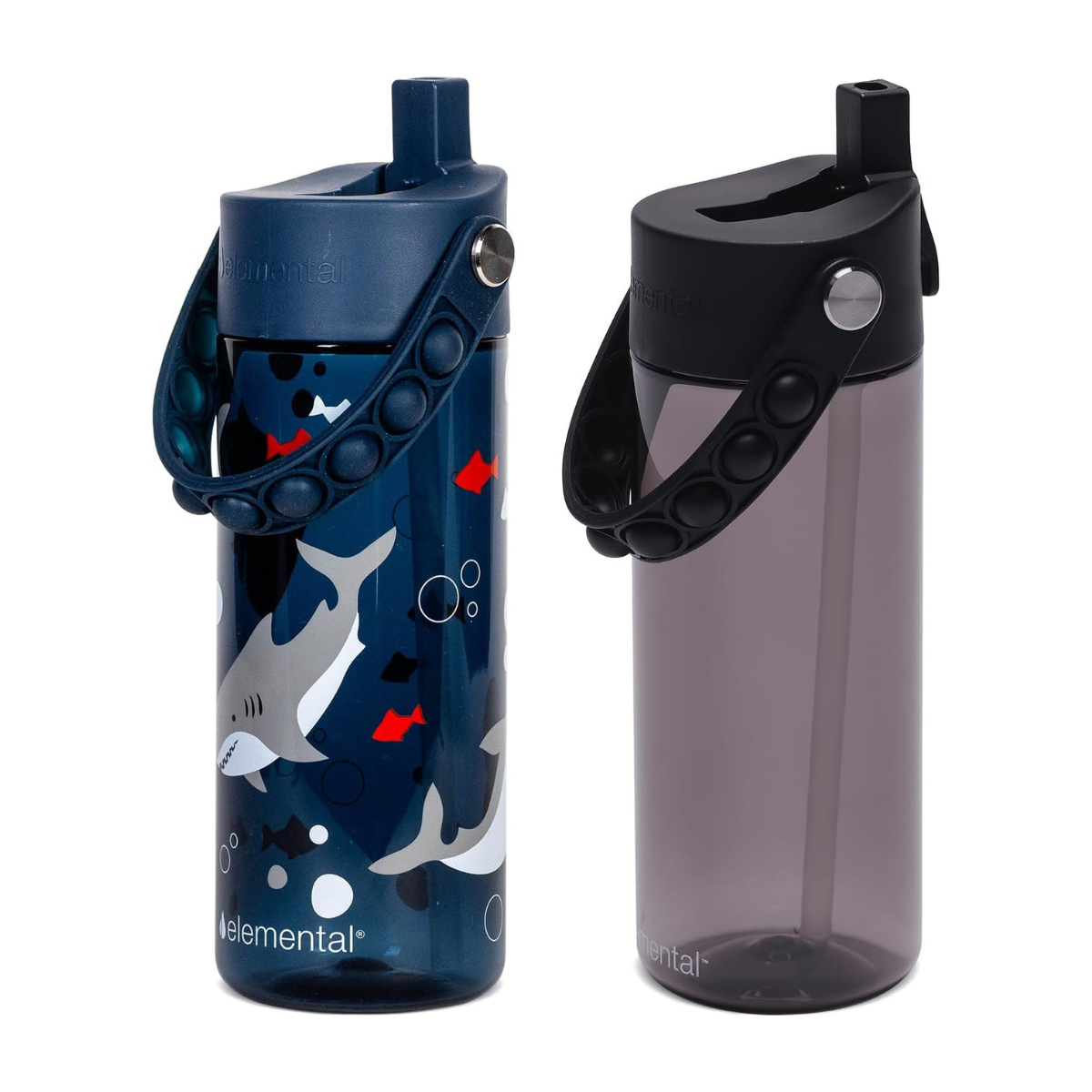 Elemental Splash 18oz Pop Bottle 2 Pack -  Shark and Black