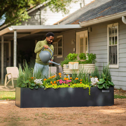 17" Tall Modern 83" x 83" L Shape Metal Raised Garden Bed