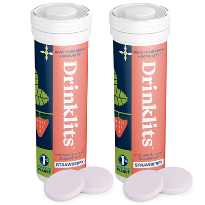 Strawberry Daily Immune Support Tablets (2) Tube Bundle by Drinklits