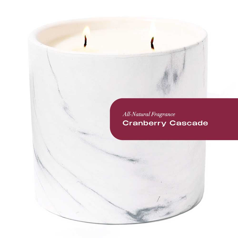 Natural Cranberry Cascade White Marble Candle 17oz