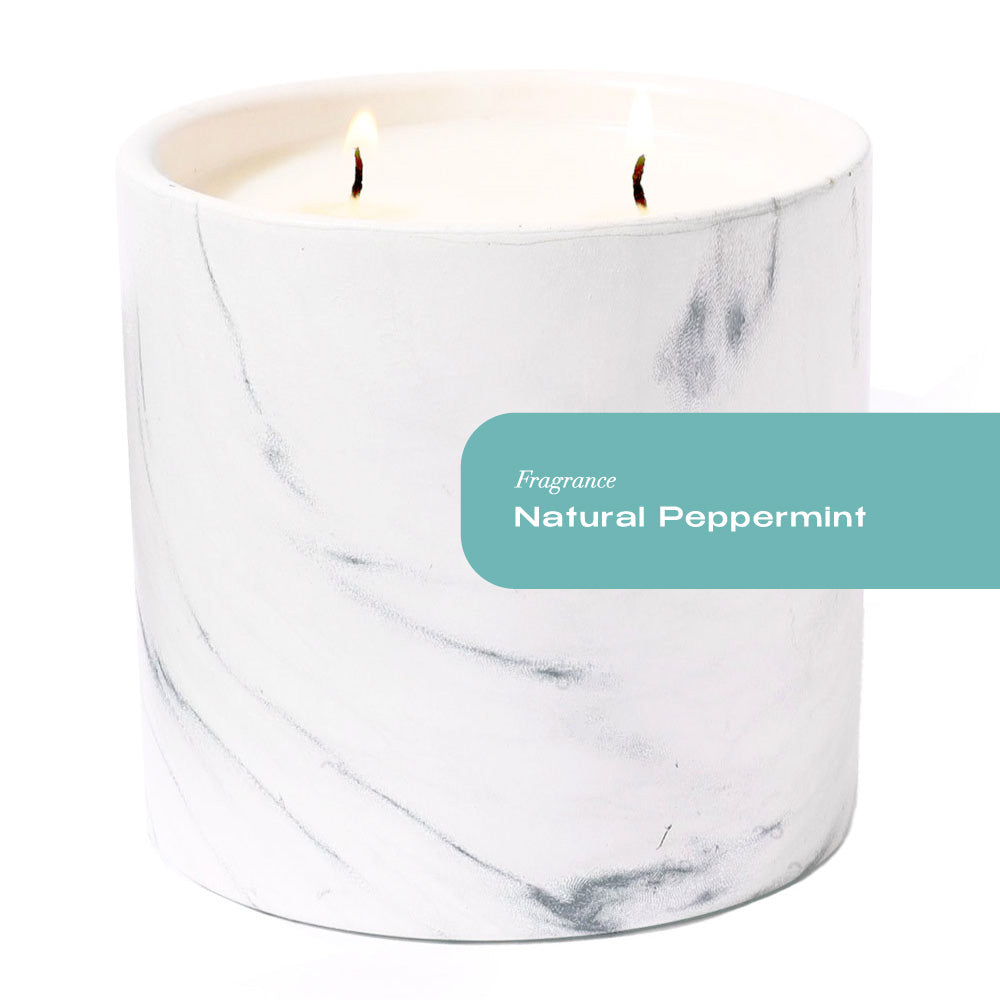 Natural Peppermint White Marble Candle 17oz