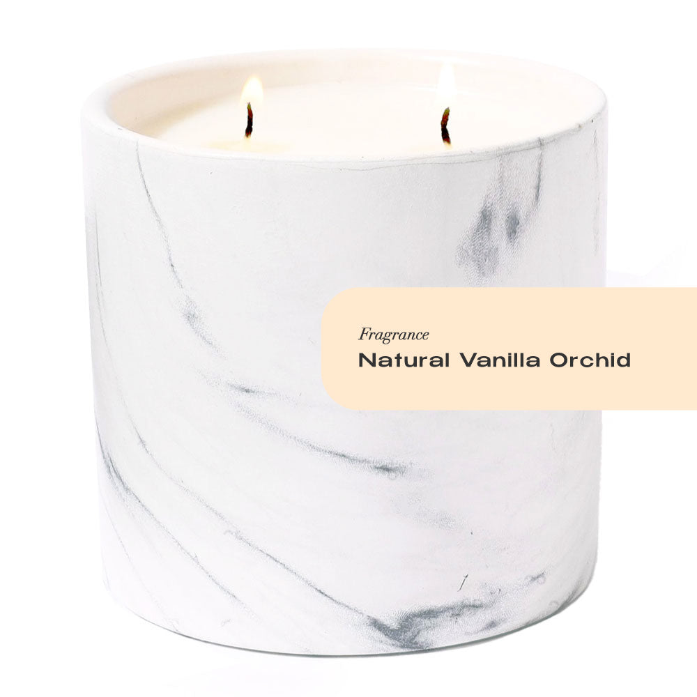 Natural Vanilla Orchid White Marble Candle 17oz